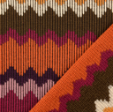 Dikke Jersey Zigzag Bordeaux/Kaki/Orange