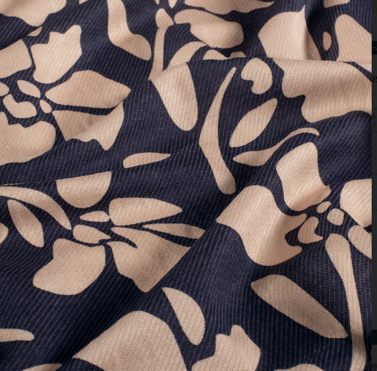 Jersey Visco/Nylon Moderne Bloem Marine