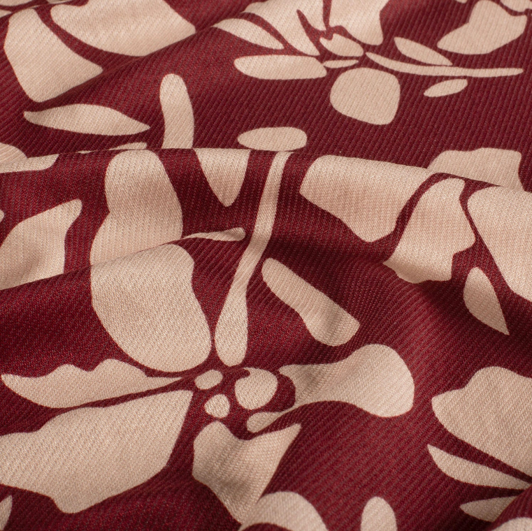Jersey Visco/Nylon Moderne Bloem Bordeaux