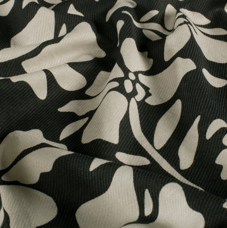 Jersey Visco/Nylon Moderne Bloem Black