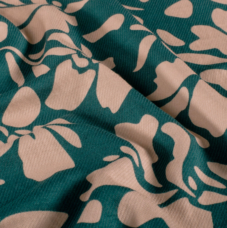 Jersey Visco/Nylon Moderne Bloem Oud Groen