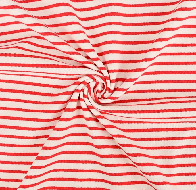 Jersey Katoen Yd Stripe Red