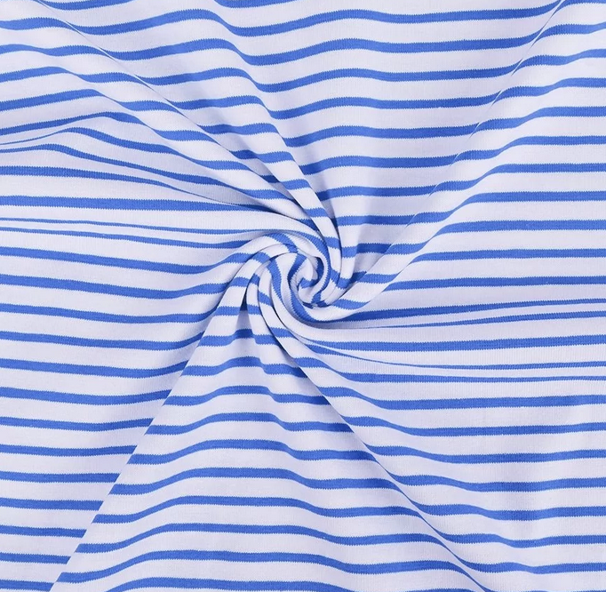 Jersey Katoen Yd Stripe Cobalt