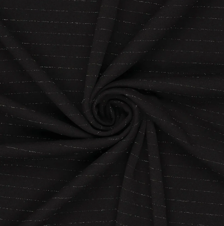 Scuba Crèpe Horizontal Lurex Stripe Black