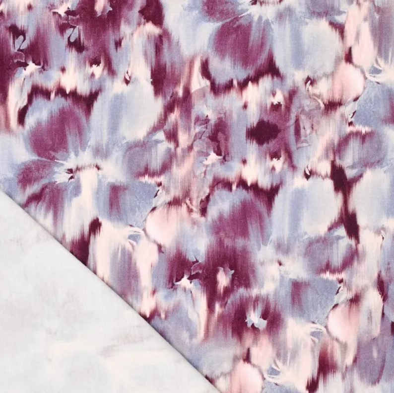 Jersey Viscose Faded Flowers Violet