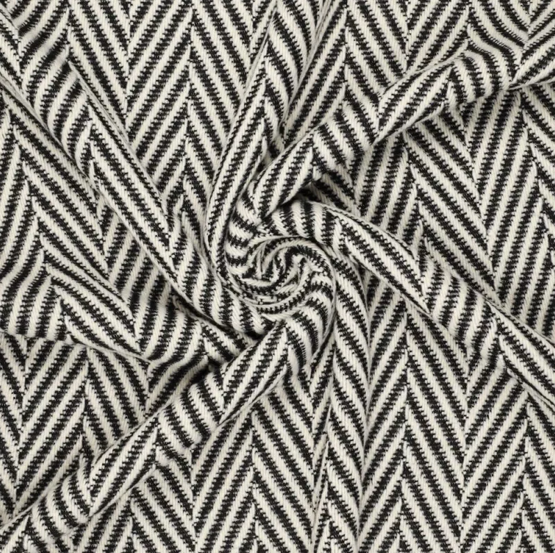 Mantelstof Chevron Black