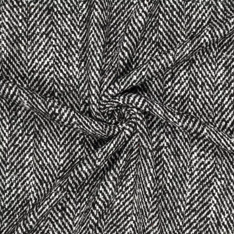 Mantelstof Recycled Woolblend Harvey - Black