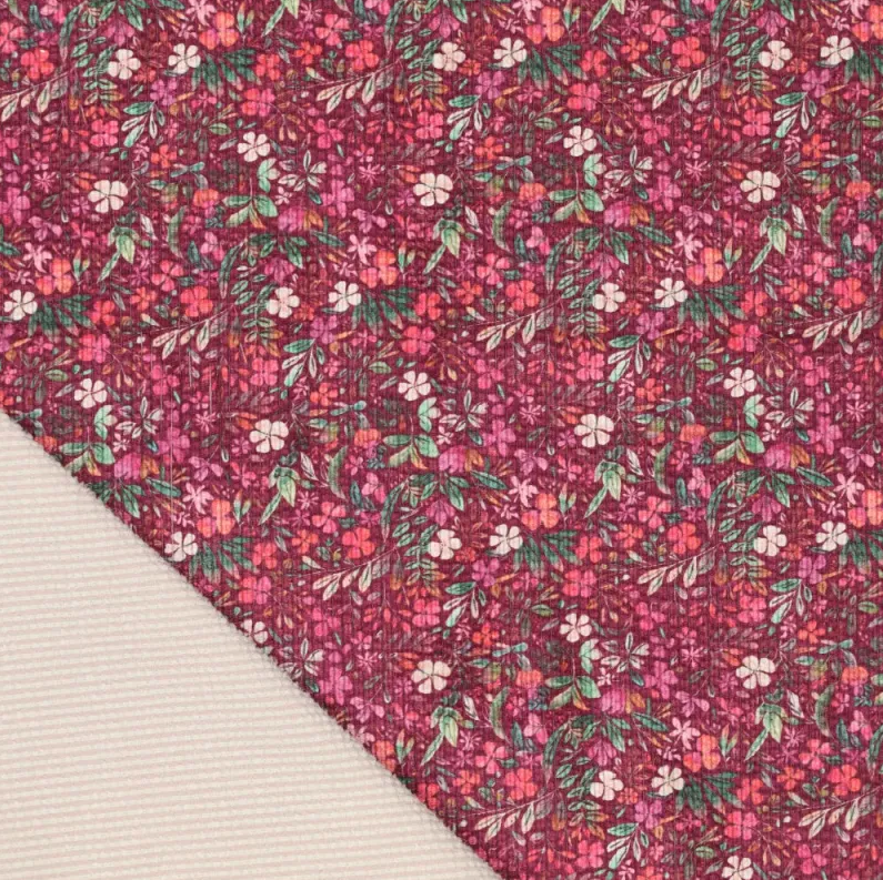 Stretch Corduroy Digiprint Flowers - Pink