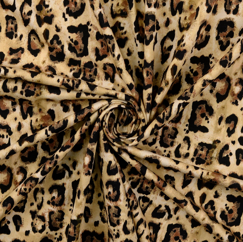 Jersey Katoen Digital Animal Skin Beige