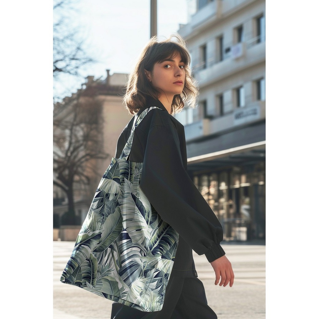 Canvas Digital Tropical Leaves Green