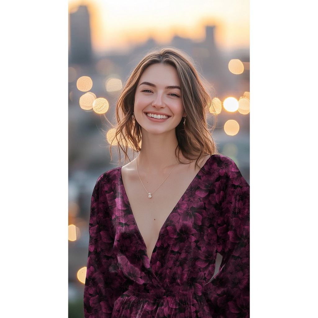 Rosella Stretch Digital Fuchsia Flowers on Black