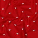 Fine Popeline White Hearts - Red