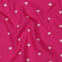 Fine Popeline White Hearts - Fuchsia