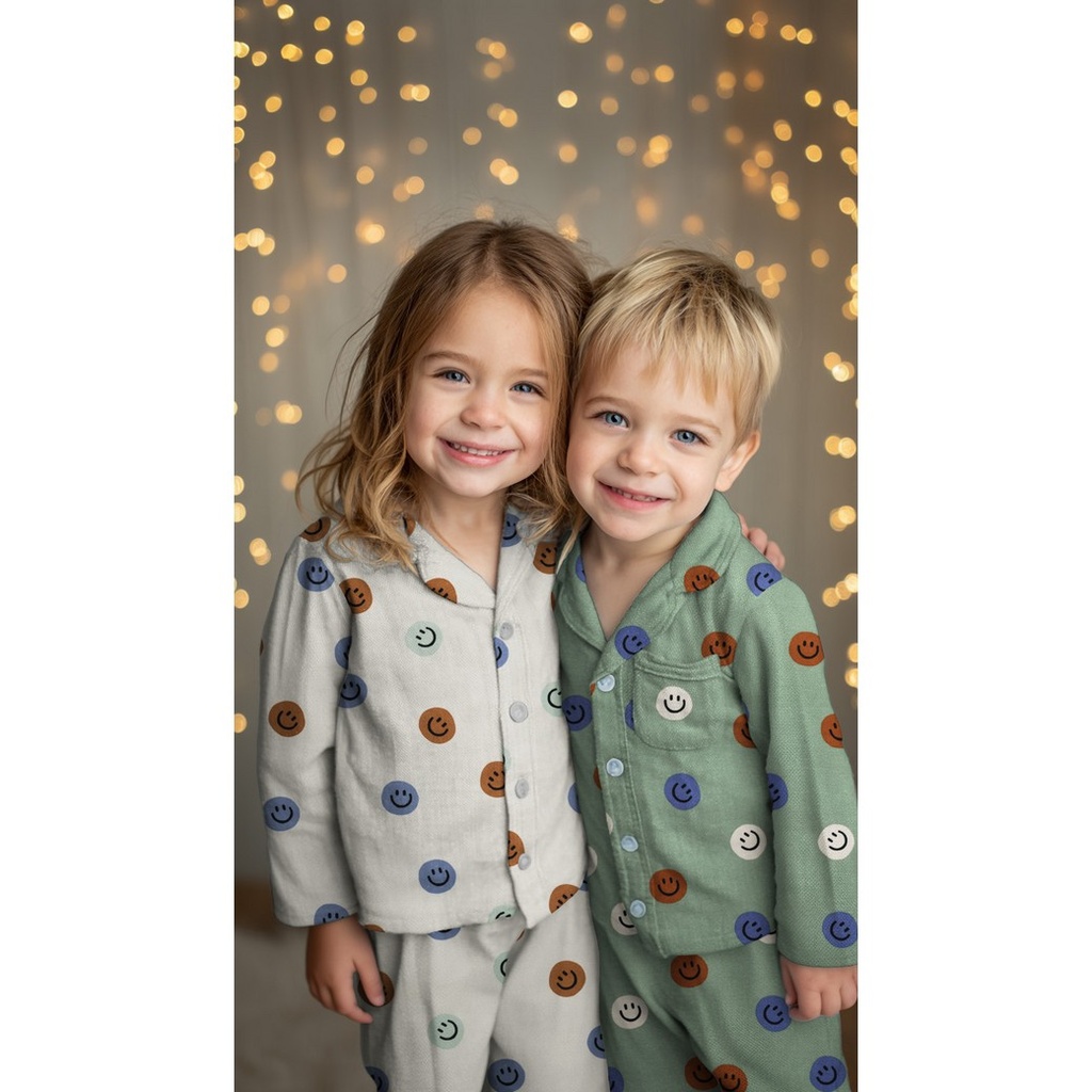 Flanel Happy Faces Green