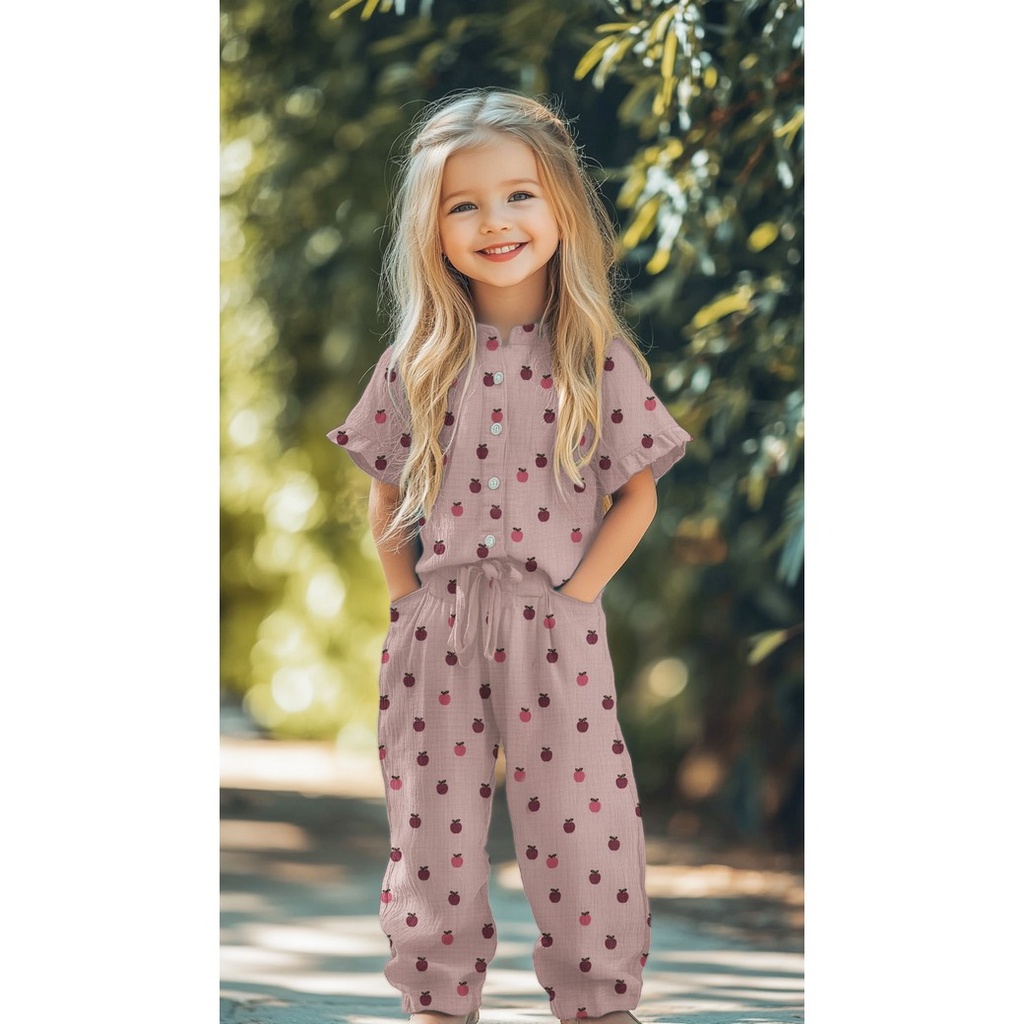 Double Gauze Apples - Rose