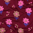 Jersey Glitter Flowers Bordeaux