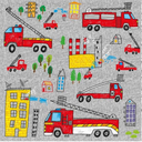 French Terry digital Fire Trucks Grey