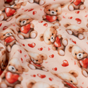Jersey Katoen Digital Teddy Hearts Light Salmon