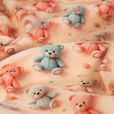 Jersey Katoen Digital 3D Teddy Bear Powder