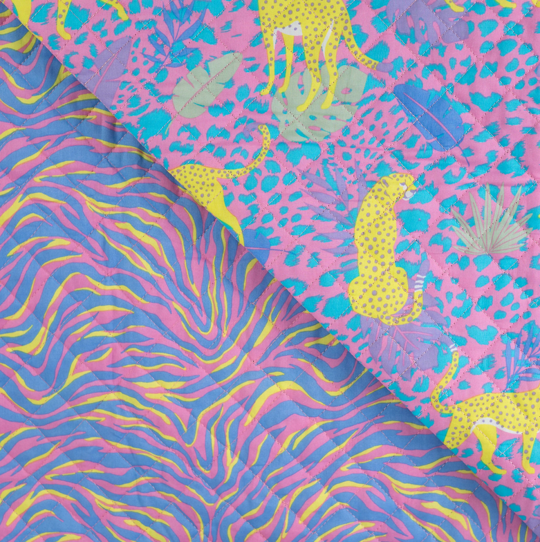 Enjoy Quilted Cotton Animal Pink/Yellow