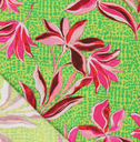 Viscose Stretch Digi Flowers on Spot Green