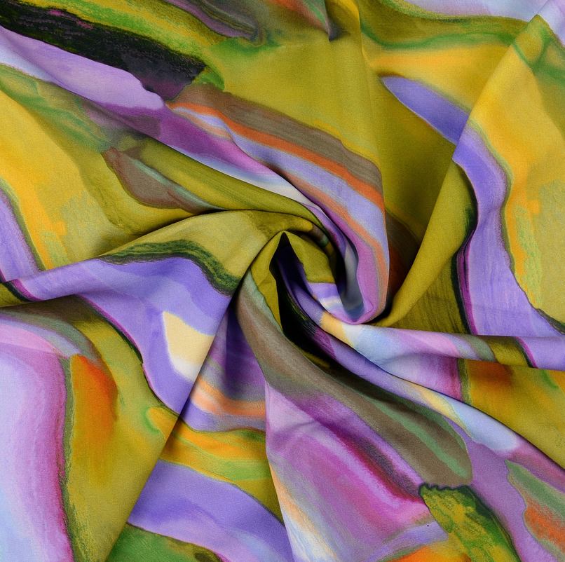 Viscose Poplin Digital "Batik" Ochre