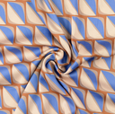Viscose Satin Digital Geometric Blue