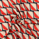 Viscose Satin Digital Geometric Red
