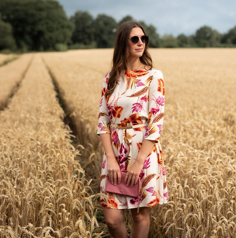 Viscose Linnen Digital Palm Orange