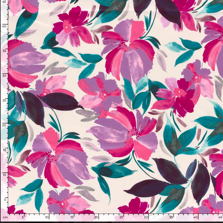 Satin Flowered Pink Lila