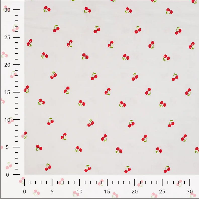 Jersey Print Cherries White