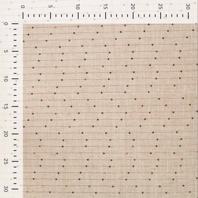 Viscose Linnen Sequin Stripe Sand