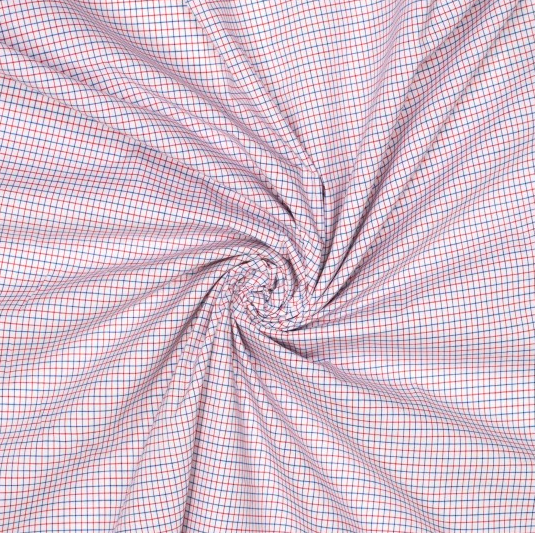 Geruite Stof Katoen/Polyester Wit/Blauw/Rood