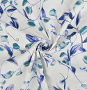Poplin Stretch Leaves Petrol/Blue