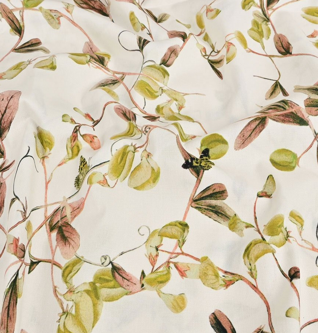 Poplin Stretch Leaves Green/Brown