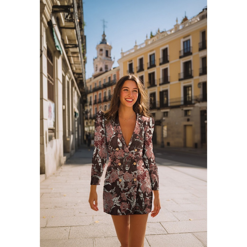 Jacquard Flowers Aubergine/Dark rose/Gold