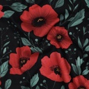 Fine Poplin Digital Poppies Black
