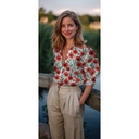 Fine Poplin Digital Poppies Off White