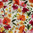 Viscose Stretch Digital Flowers White