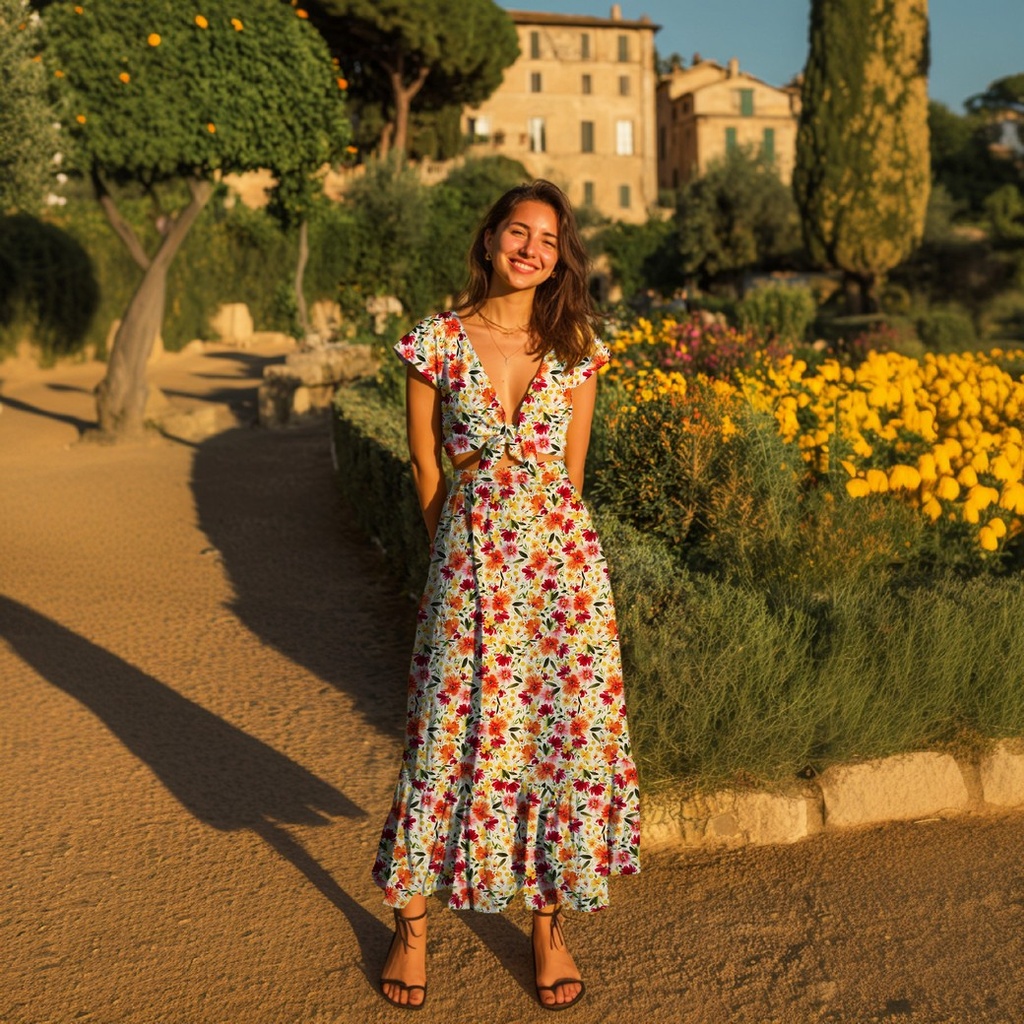 Viscose Stretch Digital Flowers White