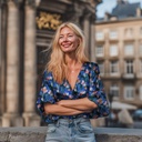 Viscose Stretch Digital Flowers Cobalt