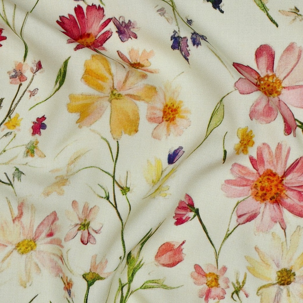 Viscose Radiance Digital Spring Flowers Crème