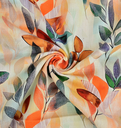 Viscose Linnen Digital Leaves Orange