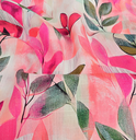 Viscose Linnen Digital Leaves Fuchsia