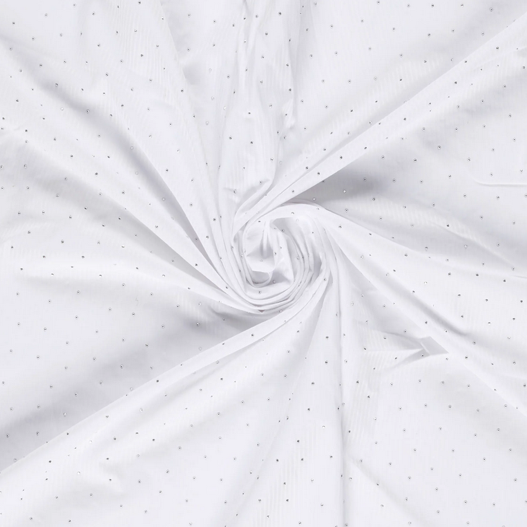 Polye./Katoen Strepen & Glitter Wit