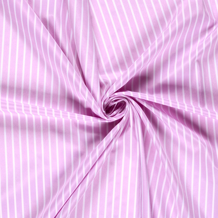 Polye./Katoen Strepen 1 cm. Rose
