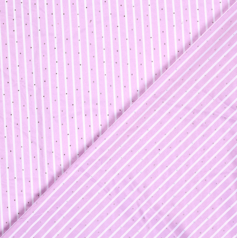 Polye./Katoen Strepen 1 cm. & Glitter Rose