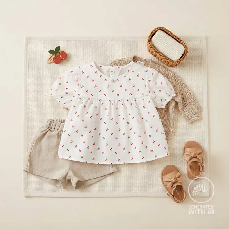 Jersey Print Cherries White