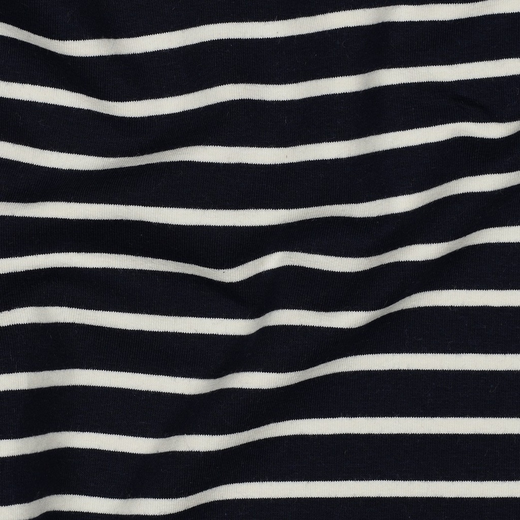 French Terry Yarn Dyed Stripe Navy/Ecru