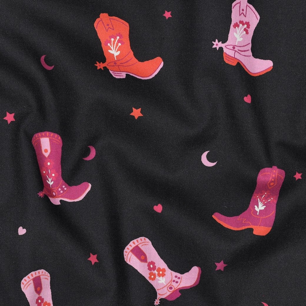 Fine Poplin Cowboy Boots Black